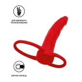 Красная насадка на пенис для двойного проникновения Black Red - 16,5 см. - ToyFa - купить с доставкой в Омске