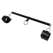 Черная распорка для ног с кожаными манжетами - Pecado - купить с доставкой в Омске