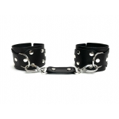 Черные кожаные наручники Sex Game - БДСМ Арсенал - купить с доставкой в Омске