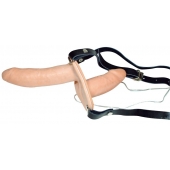 Телесный женский страпон с вагинальной пробкой Strap-On Duo - 15 см. - Orion - купить с доставкой в Омске