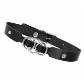 Черный кожаный ошейник со связанными кольцами - Pecado - купить с доставкой в Омске