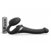 Черный безремневой страпон Multi Orgasm Size S с клиторальной стимуляцией - Strap-on-me - купить с доставкой в Омске