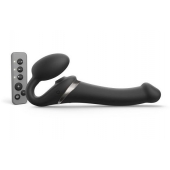 Черный безремневой страпон Multi Orgasm Size M с клиторальной стимуляцией - Strap-on-me - купить с доставкой в Омске