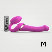 Ярко-розовый безремневой страпон Multi Orgasm Size M с клиторальной стимуляцией - Strap-on-me - купить с доставкой в Омске