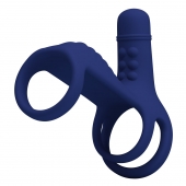 Синяя вибронасадка на пенис Vibrating Penis Sling - Baile - в Омске купить с доставкой