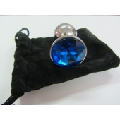 Анальное украшение BUTT PLUG  Small с синим кристаллом - 7 см. - Anal Jewelry Plug - купить с доставкой в Омске