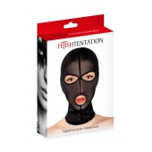 Черная сетчатая маска на голову с отверстиями для глаз и рта - Fetish Tentation - купить с доставкой в Омске