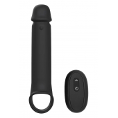 Черная насадка-удлинитель с вибрацией Vibrating Extender With Remote - Dream Toys - в Омске купить с доставкой