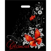 Черный пакет Glamour с вырубной ручкой (38х47 см) - Сима-Ленд - купить с доставкой в Омске