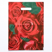 Пакет с цветочным принтом и вырубной ручкой (30х40 см) - Сима-Ленд - купить с доставкой в Омске