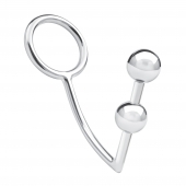 Кольцо на пенис с анальным стимулятором Two Bead Stainless Steel Anal Hook   Cock Ring - BlueLine - в Омске купить с доставкой
