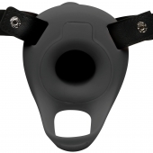 Черный полый страпон с вибрацией 2’’ Erection 28X Smooth Vibrating Silicone Penis Sheath - XR Brands - купить с доставкой в Омске
