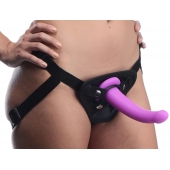 Лиловый поясной страпон Navigator Silicone G-Spot Dildo with Harness - 17,8 см. - XR Brands - купить с доставкой в Омске