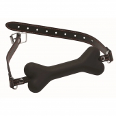 Черный кляп в форме косточки Hound Adjustable Dog Bone Gag - XR Brands - купить с доставкой в Омске
