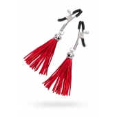 Зажимы на соски «Прищепки» с красными кисточками из замши - Pecado - купить с доставкой в Омске