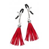 Зажимы на соски «Прищепки» с красными кисточками из замши - Pecado - купить с доставкой в Омске