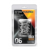 Прозрачная насадка с объёмными чёрточками STAY HARD COCK SLEEVE 06 CLEAR - Blush Novelties - в Омске купить с доставкой