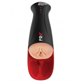 Телесный мастурбатор-вагина в черной колбе с вибрацией Fuck-O-Matic Pro XL - Pipedream - в Омске купить с доставкой