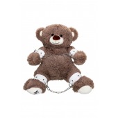 Бондажный набор: бурый мишка с белыми оковами и наручниками - Pecado - купить с доставкой в Омске