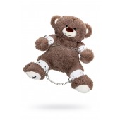 Бондажный набор: бурый мишка с белыми оковами и наручниками - Pecado - купить с доставкой в Омске