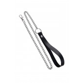 Поводок с ручкой из черной натуральной кожи и карабином для ошейника - Pecado - купить с доставкой в Омске