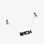 Зажимы на соски с кожаной подвеской Bitch - Crazy Handmade - купить с доставкой в Омске