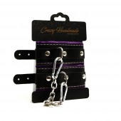 Черно-фиолетовые скругленные наручники с мягкой подкладкой - Crazy Handmade - купить с доставкой в Омске