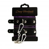 Черно-фиолетовые скругленные наручники с мягкой подкладкой - Crazy Handmade - купить с доставкой в Омске