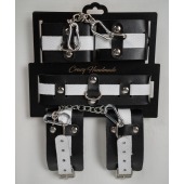 Набор фиксаторов из черной и белой натуральной кожи - Crazy Handmade - купить с доставкой в Омске