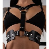 Черная кожаная двусторонняя портупея - Crazy Handmade - купить с доставкой в Омске