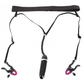 Женские вибростринги с зажимами для половых губ Spreader String with Vibrator - Orion - купить с доставкой в Омске