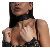 Черный ажурный чокер с золотистой фурнитурой - Crazy Handmade - купить с доставкой в Омске