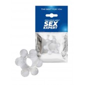Прозрачное эрекционное кольцо с 6 стимулирующими шариками - Sex Expert - в Омске купить с доставкой