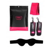 Черно-розовый эротический набор: маска, наручники и повязка - Erokay - купить с доставкой в Омске