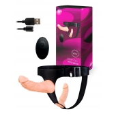 Женский страпон с 2 насадками, вибрацией и пультом ДУ - Erowoman-Eroman - купить с доставкой в Омске