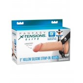 Телесный пустотелый фаллопротез 5’’ Hollow Silicone Strap-On - 14 см. - Pipedream - купить с доставкой в Омске