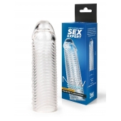 Прозрачная закрытая насадка на пенис с ребрышками - 16 см. - Sex Expert - в Омске купить с доставкой