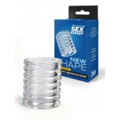 Прозрачная сквозная насадка на пенис с ребрышками - Sex Expert - в Омске купить с доставкой