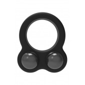 Черное эрекционное кольцо с утяжелителями Cockring Dual Weight - Dream Toys - в Омске купить с доставкой