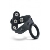 Черное эрекционное кольцо с подхватом мошонки на кнопках VS6 - Blush Novelties - в Омске купить с доставкой