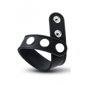 Черное эрекционное кольцо на кнопках - Blush Novelties - в Омске купить с доставкой