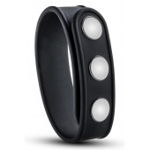 Черное эрекционное кольцо на кнопках - Blush Novelties - в Омске купить с доставкой