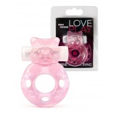 Розовое эрекционное виброкольцо в форме мишки - 1137 - в Омске купить с доставкой