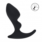 Черная анальная пробка для массажа простаты Double Ripple Silicone Prostate Massager - Shots Media BV - в Омске купить с доставкой