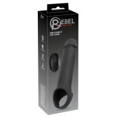 Черная вибронасадка для пениса с хомутом для мошонки и пультом ДУ Remote Controlled Penis Extension - Orion - в Омске купить с доставкой