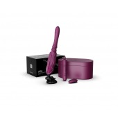 Фиолетовая секс-машина с функцией нагрева, насадками и присоской Sesh - Zalo - купить с доставкой в Омске