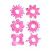 Набор из 6 розовых эрекционных колец с различным рельефом - Erowoman-Eroman - в Омске купить с доставкой