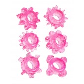 Набор из 6 розовых эрекционных колец с различным рельефом - Erowoman-Eroman - в Омске купить с доставкой