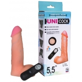 Фаллическая насадка Харнесс UNICOCK 5,5  с вибрацией - 17 см. - LOVETOY (А-Полимер) - купить с доставкой в Омске
