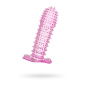 Гелевая розовая насадка с шипами - 12 см. - Toyfa Basic - в Омске купить с доставкой
